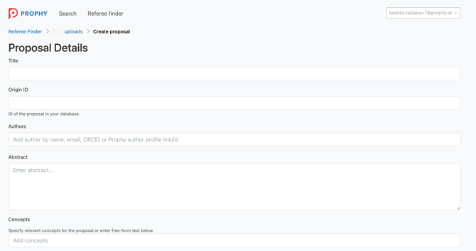Manual Proposal Creation - Screenshot shows the form fields for manual proposal creation