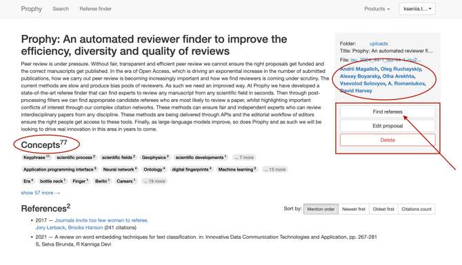 Proposal Details Page - Screenshot showing the proposal details interface with key elements labeled