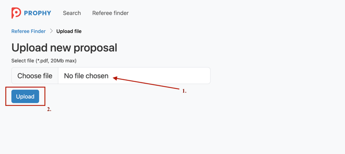 Upload Proposal Screen - Screenshot shows the file selection interface and upload button